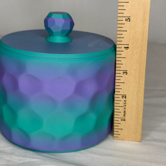 Teal Purple Geometric Storage Jar Canister Bathroom Vanity Decor 5" - Picture 4 of 5